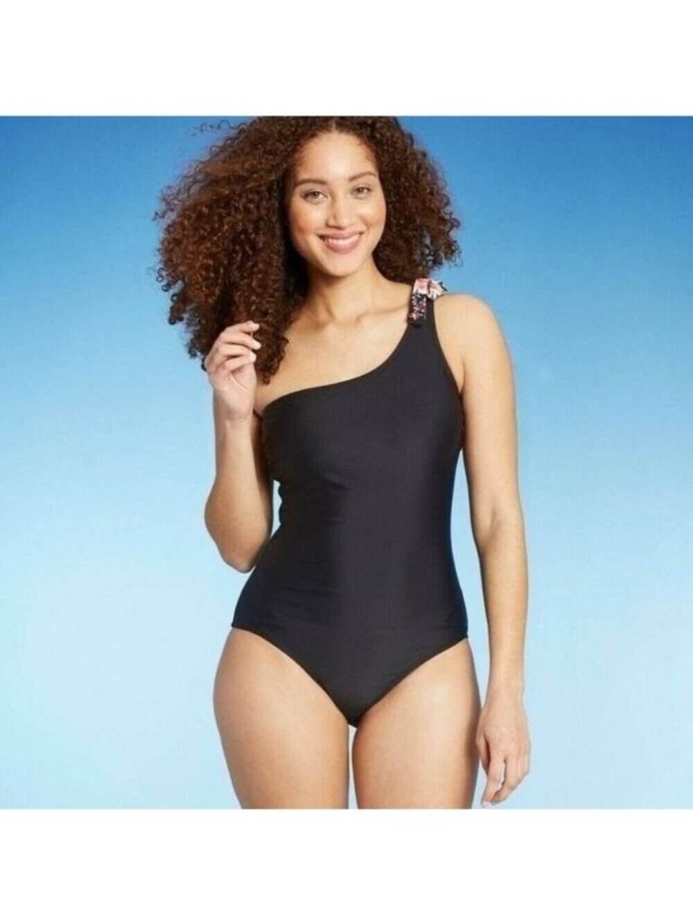 𝅺Kona Sol Women One Piece One Shoulder tie Swimsuit Size S